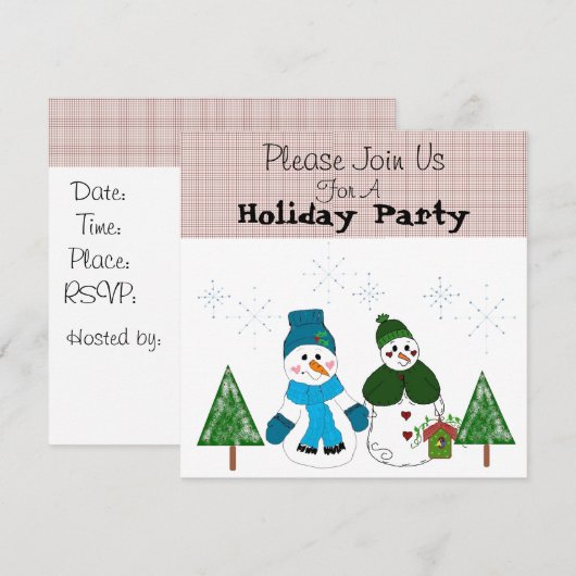 Uitnodiging Snowman Holiday Party (Voorkant / Achterkant)