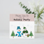 Uitnodiging Snowman Holiday Party (Staand voorkant)