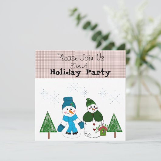 Uitnodiging Snowman Holiday Party (Staand voorkant)