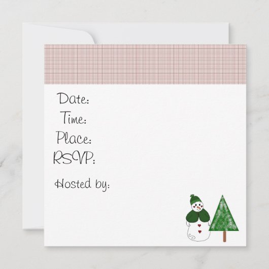 Uitnodiging Snowman Holiday Party (Achterkant)