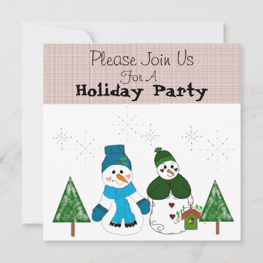 Uitnodiging Snowman Holiday Party (Voorkant)