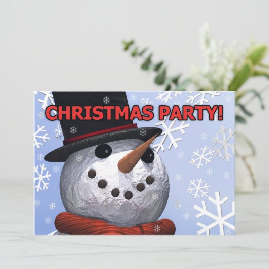 uitnodiging Snowman Party (Staand voorkant)