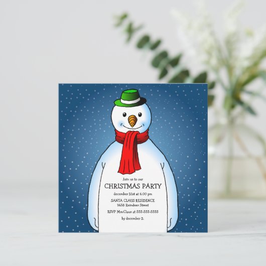 Uitnodiging Snowmans kerstfeest (Staand voorkant)