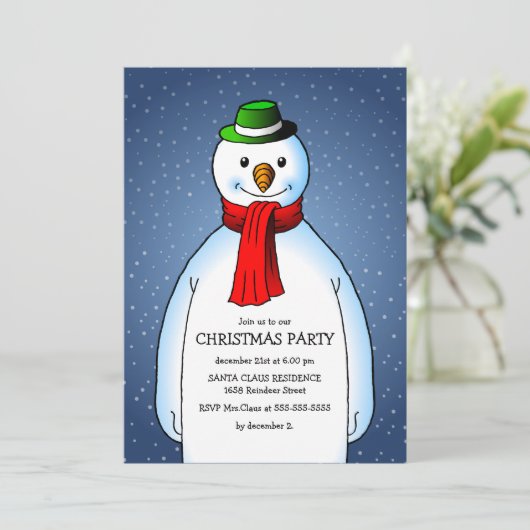 Uitnodiging Snowmans kerstfeest (Staand voorkant)