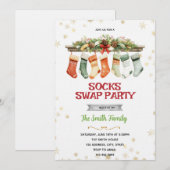 Uitnodiging Sock Swap Kerstfeest (Voorkant / Achterkant)