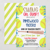 Uitnodiging Softball-partij voor het einde van het (Voorkant / Achterkant)