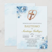 Uitnodiging Spaanse doop met crucifix (Voorkant / Achterkant)