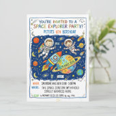 Uitnodiging Space Explorer Feestje (Staand voorkant)