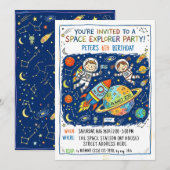 Uitnodiging Space Explorer Feestje (Voorkant / Achterkant)