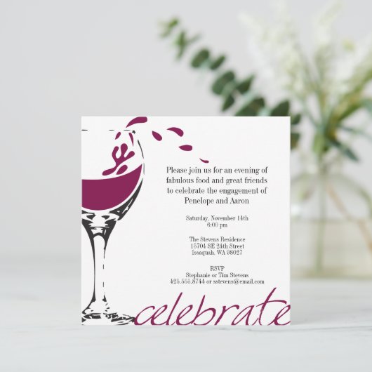 Uitnodiging Spatende Merlot Feestje (Staand voorkant)