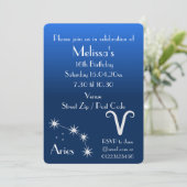 Uitnodiging speciale Aries Zodiac Galaxy Party (Staand voorkant)