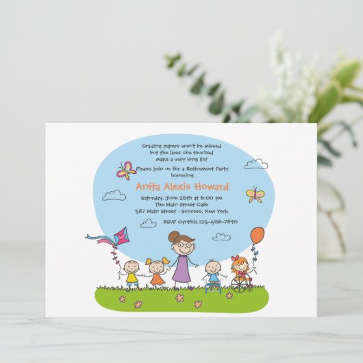 Uitnodiging speciale Ed Teacher's Retirement Party (Staand voorkant)