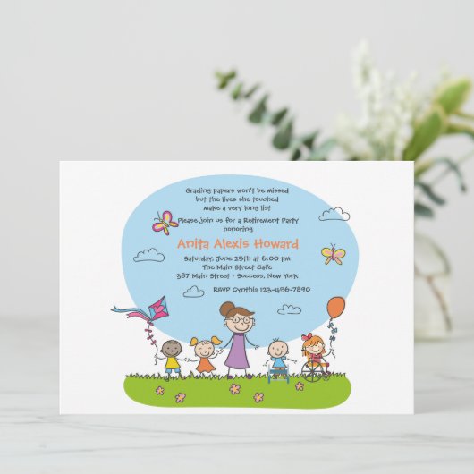 Uitnodiging speciale Ed Teacher's Retirement Party (Staand voorkant)