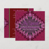 Uitnodiging speciale evenementenpartij roze Girly  (Voorkant / Achterkant)