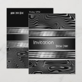 Uitnodiging Speciale Gebeurtenis Zwart Silver Meta (Voorkant / Achterkant)