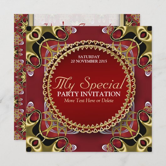 Uitnodiging speciale partij voor Exotic Red Gold L (Voorkant / Achterkant)