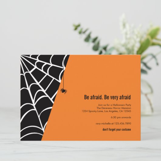 Uitnodiging Spider Halloween-partij (Staand voorkant)