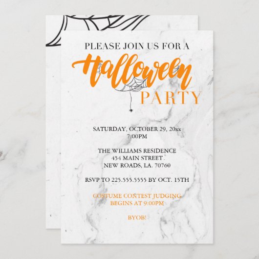 Uitnodiging Spider Halloween Party (Voorkant / Achterkant)