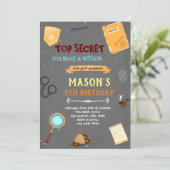 Uitnodiging spionage verjaardagsfeest (Staand voorkant)