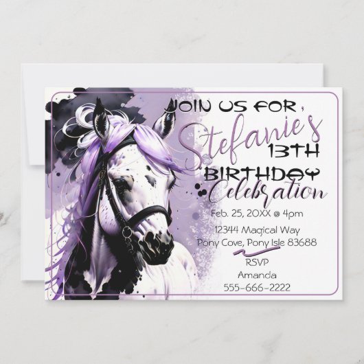 Uitnodiging Spirit Pony 26 Verjaardag (Voorkant)