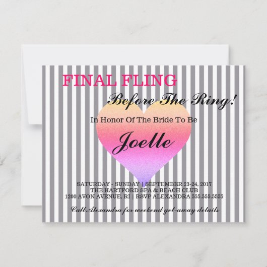 Uitnodiging Sprinkle-partij Seersucker Summer Brid (Achterkant)