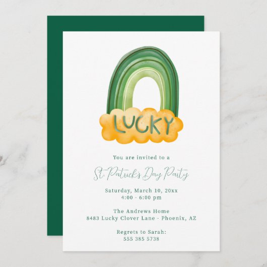 Uitnodiging St. Patrick's Day Feest (Voorkant / Achterkant)