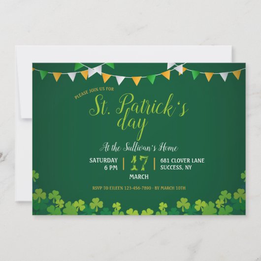 Uitnodiging St. Patrick's Day-feestje (Voorkant)