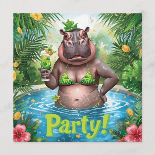Uitnodiging St. Patrick's Tropical Pool Feestje (Voorkant)