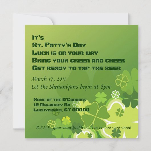Uitnodiging St. Patty's Day (Voorkant)