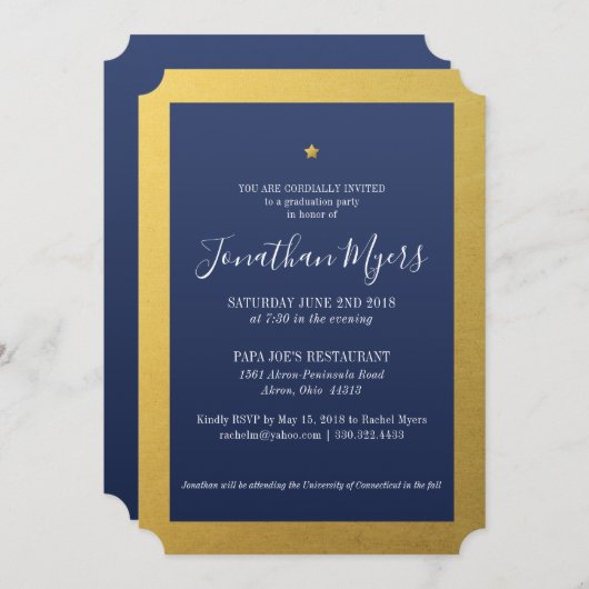 Uitnodiging Ster Graduation Party (Voorkant / Achterkant)