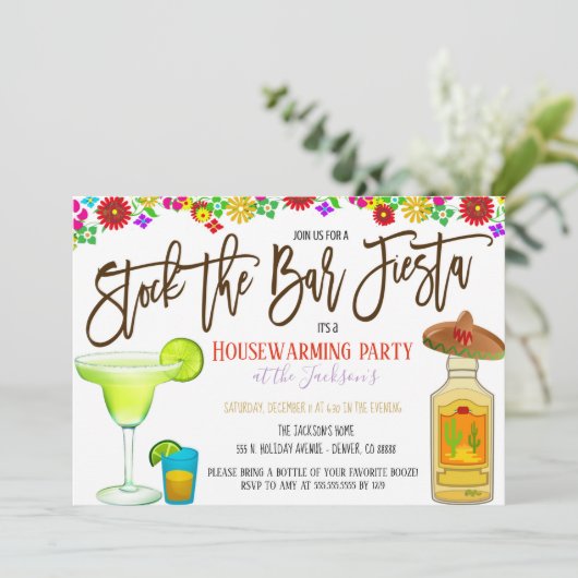 Uitnodiging Stock the Bar Fiesta (Staand voorkant)