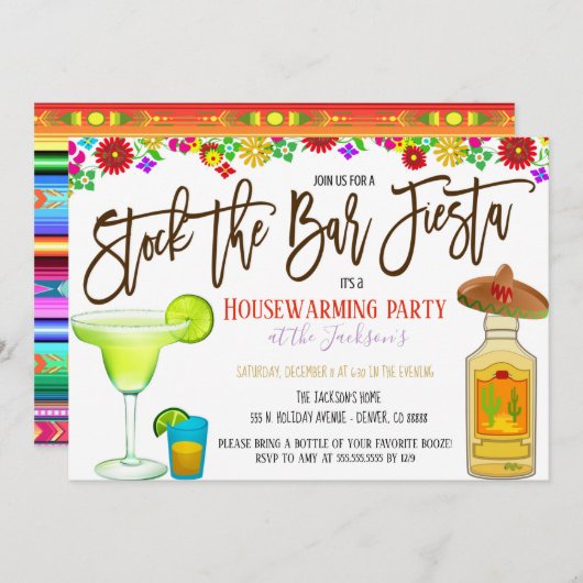 Uitnodiging Stock the Bar Fiesta (Voorkant / Achterkant)