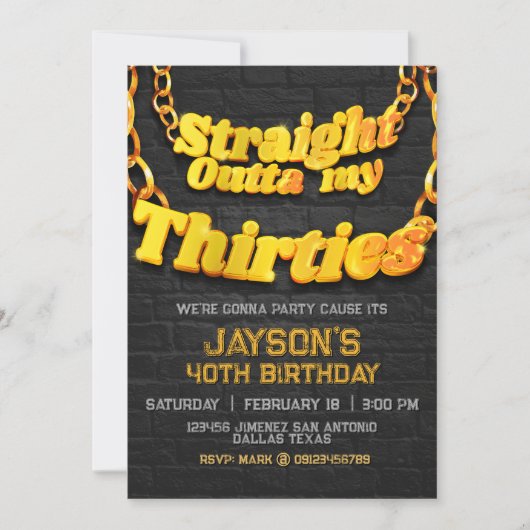 Uitnodiging 'Straight Outta my Dertigers' (Voorkant)