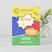 Uitnodiging - Stripboek Stijl - Pas Naam Leeftijd  (Staand voorkant)