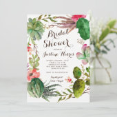 Uitnodiging succulenten cactus douche (Staand voorkant)