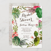 Uitnodiging succulenten cactus douche (Voorkant / Achterkant)