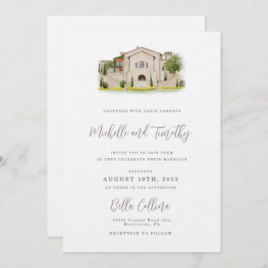 Uitnodiging Suite met Venue Illlustration (Voorkant / Achterkant)