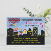 Uitnodiging Super Hero Party (Staand voorkant)