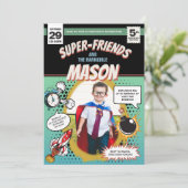 Uitnodiging Superheldenfeest in Comic Book Cover S (Staand voorkant)