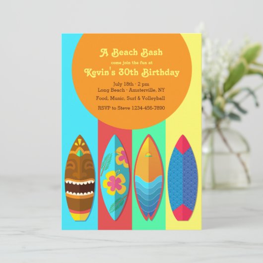 Uitnodiging Surfplank Collectie (Staand voorkant)