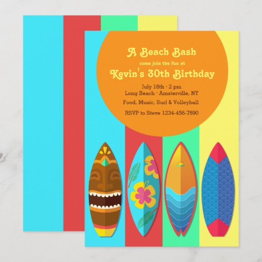 Uitnodiging Surfplank Collectie (Voorkant / Achterkant)