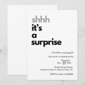 Uitnodiging Surprise Party Sjabloon Minimalistisch (Voorkant / Achterkant)