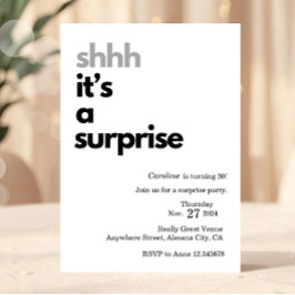 Uitnodiging Surprise Party Template Minimalistisch