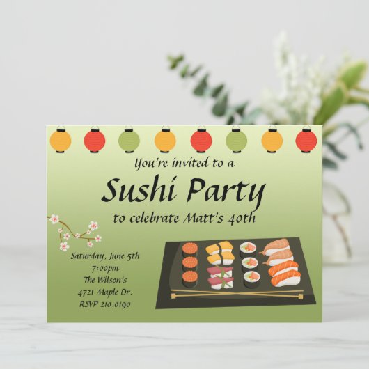 Uitnodiging Sushi (Staand voorkant)