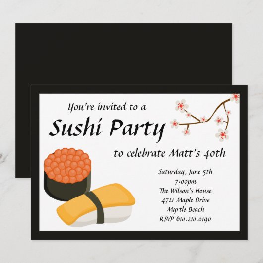 Uitnodiging Sushi (Voorkant / Achterkant)