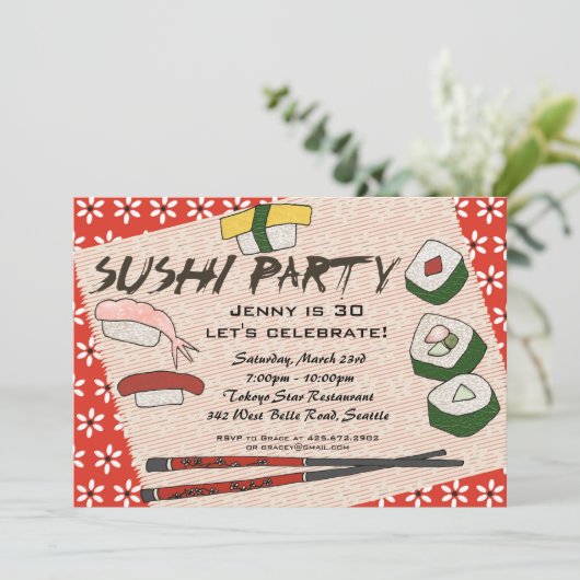 Uitnodiging Sushi (Staand voorkant)