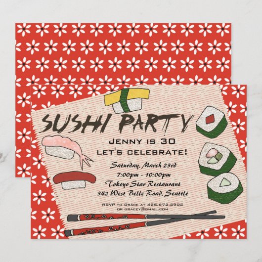 Uitnodiging Sushi (Voorkant / Achterkant)