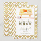 Uitnodiging Sushi Rol Goud Nieuwjaarsfeest (Voorkant / Achterkant)