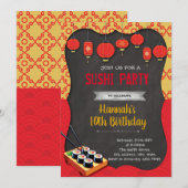 Uitnodiging sushi themafeest (Voorkant / Achterkant)
