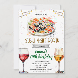 Uitnodiging sushi wijnavondfeest